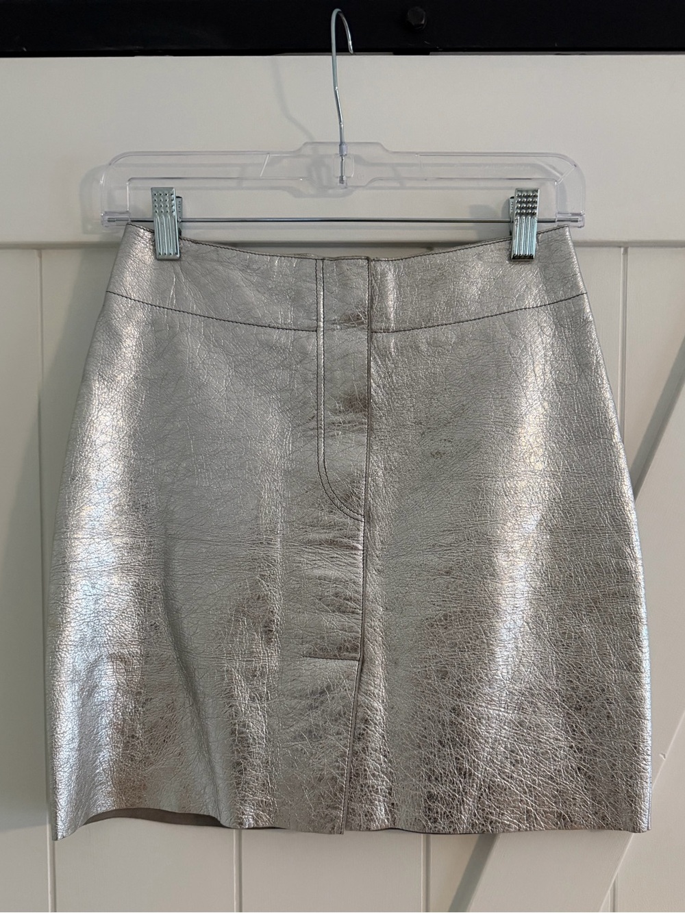 Sandro Metallic Leather Mini Skirt
